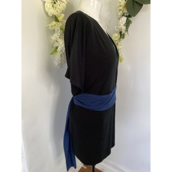 Mossimo Size 28W/30W Polyester Pullover Tunic Short Sleeve Black Blue Sash NWT - Picture 15 of 16